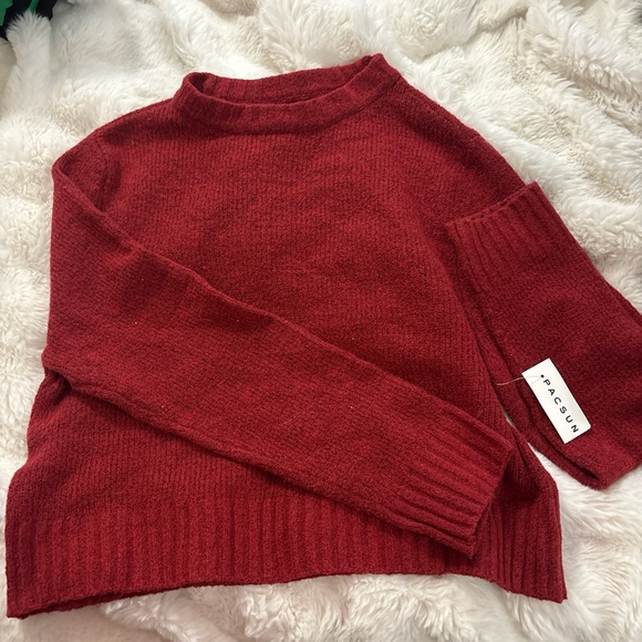 PacSun Sweaters - PacSun Women's Deep Red Turtleneck-Inspired Sweater
